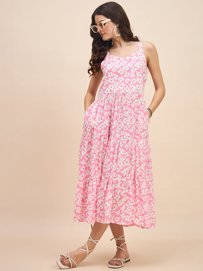 Tiered Fit & Flare Midi Dress