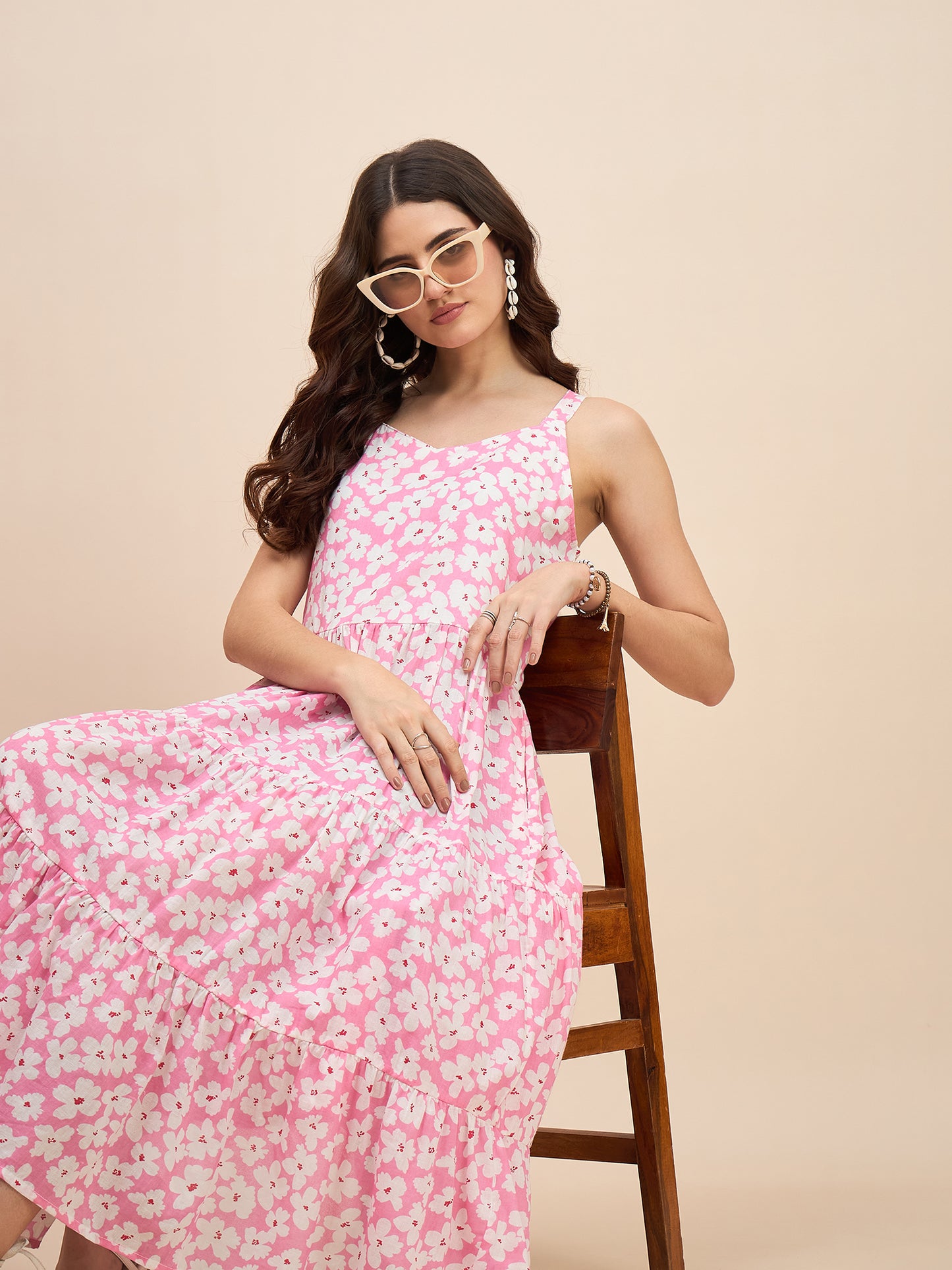 Tiered Fit & Flare Midi Dress