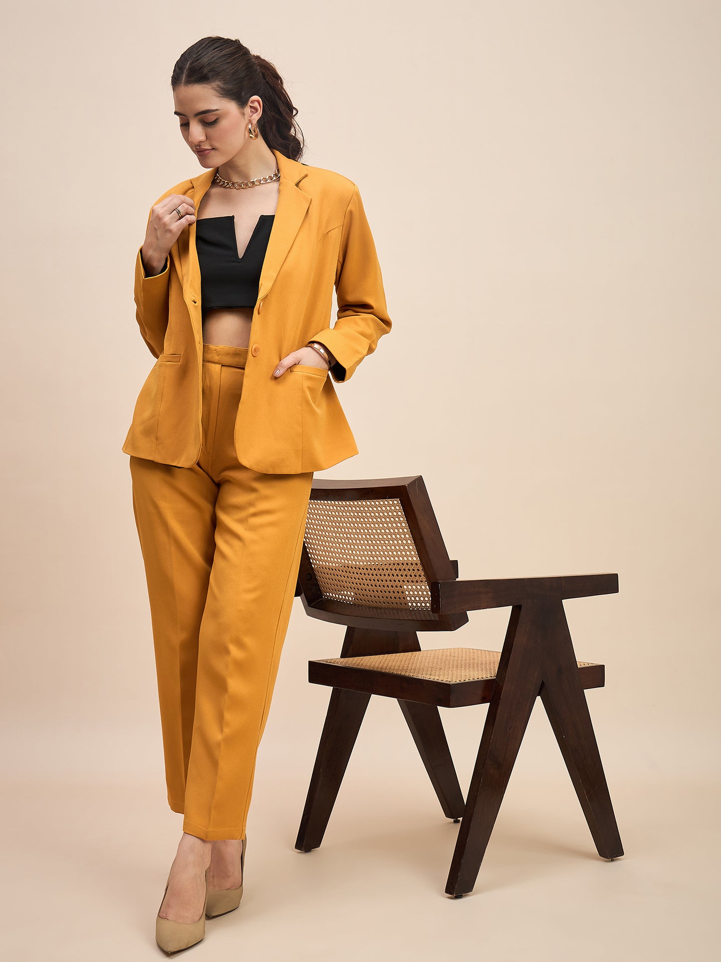 Women Textured Single-Breasted Two-Piece Formal Suit