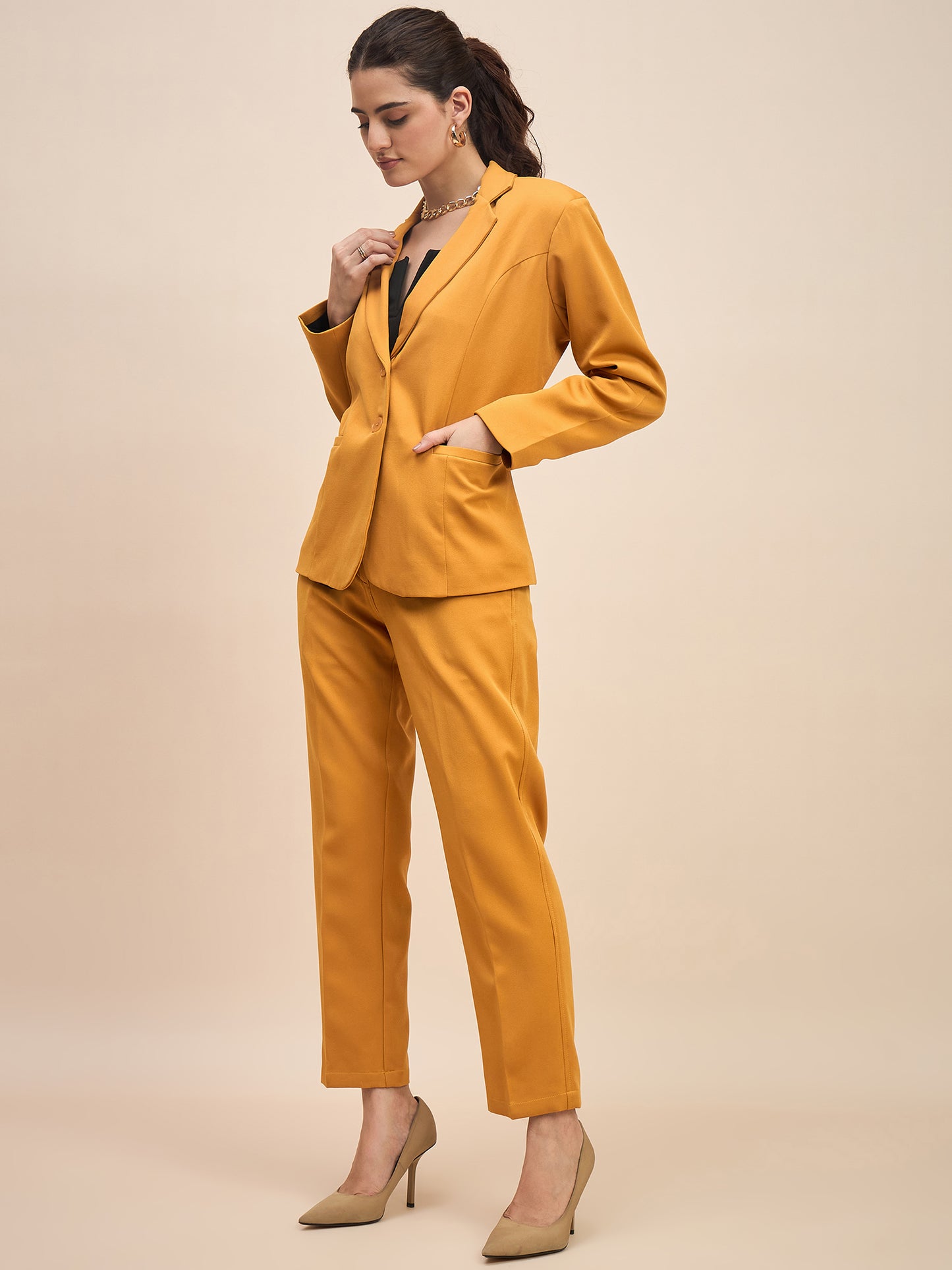 Women Textured Single-Breasted Two-Piece Formal Suit