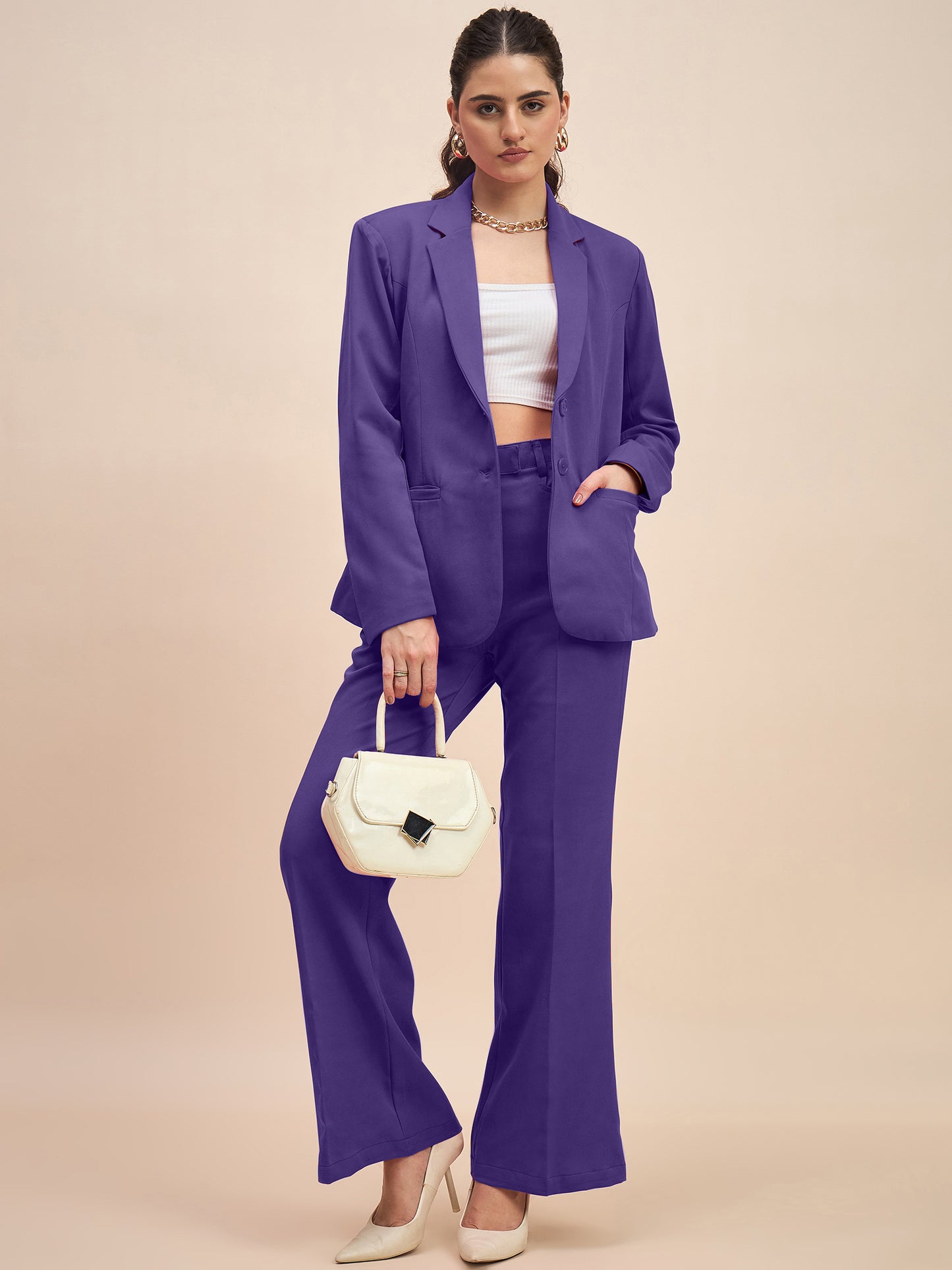 Notched Lapel Single-Breasted Blazer