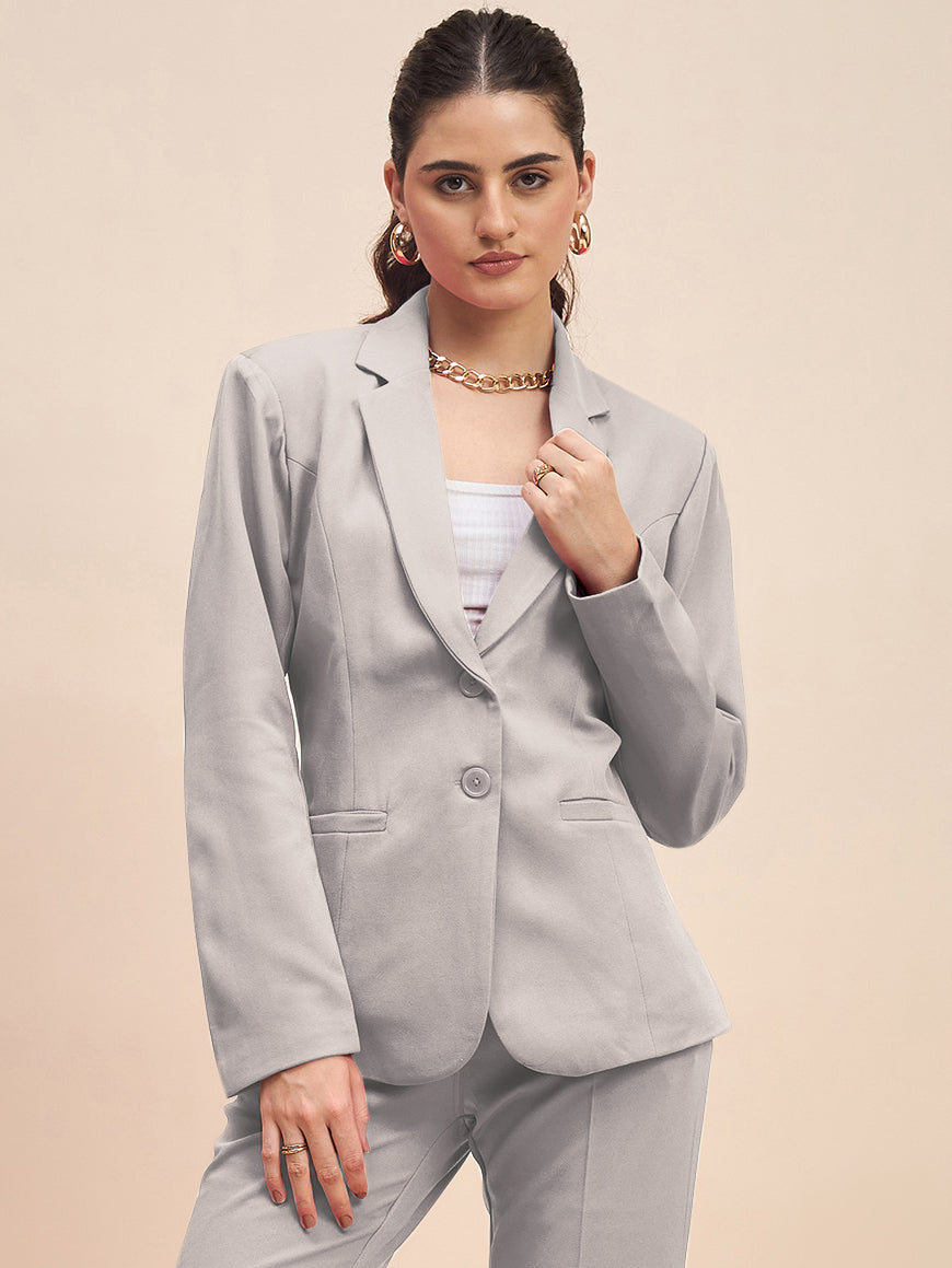 Notched Lapel Single-Breasted Blazer