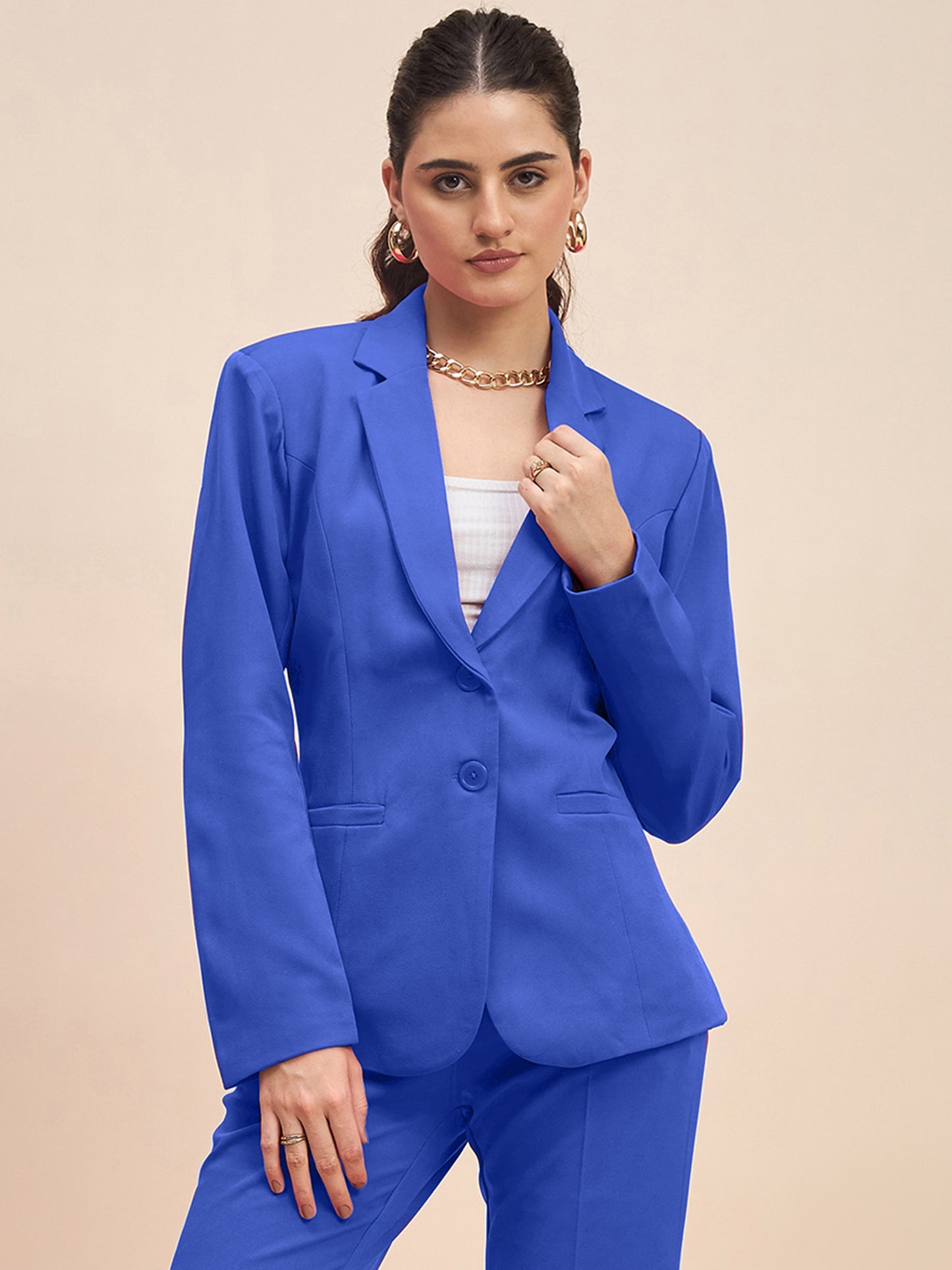 Notched Lapel Single-Breasted Blazer