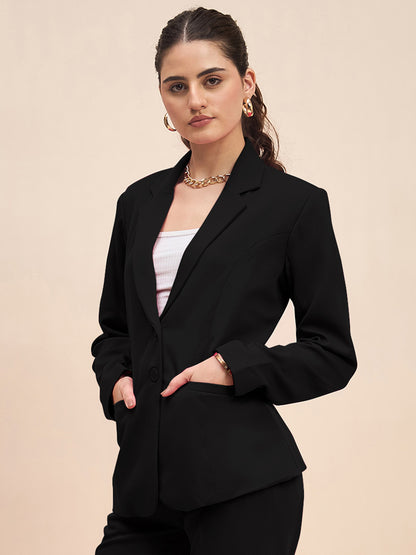 Notched Lapel Single-Breasted Blazer