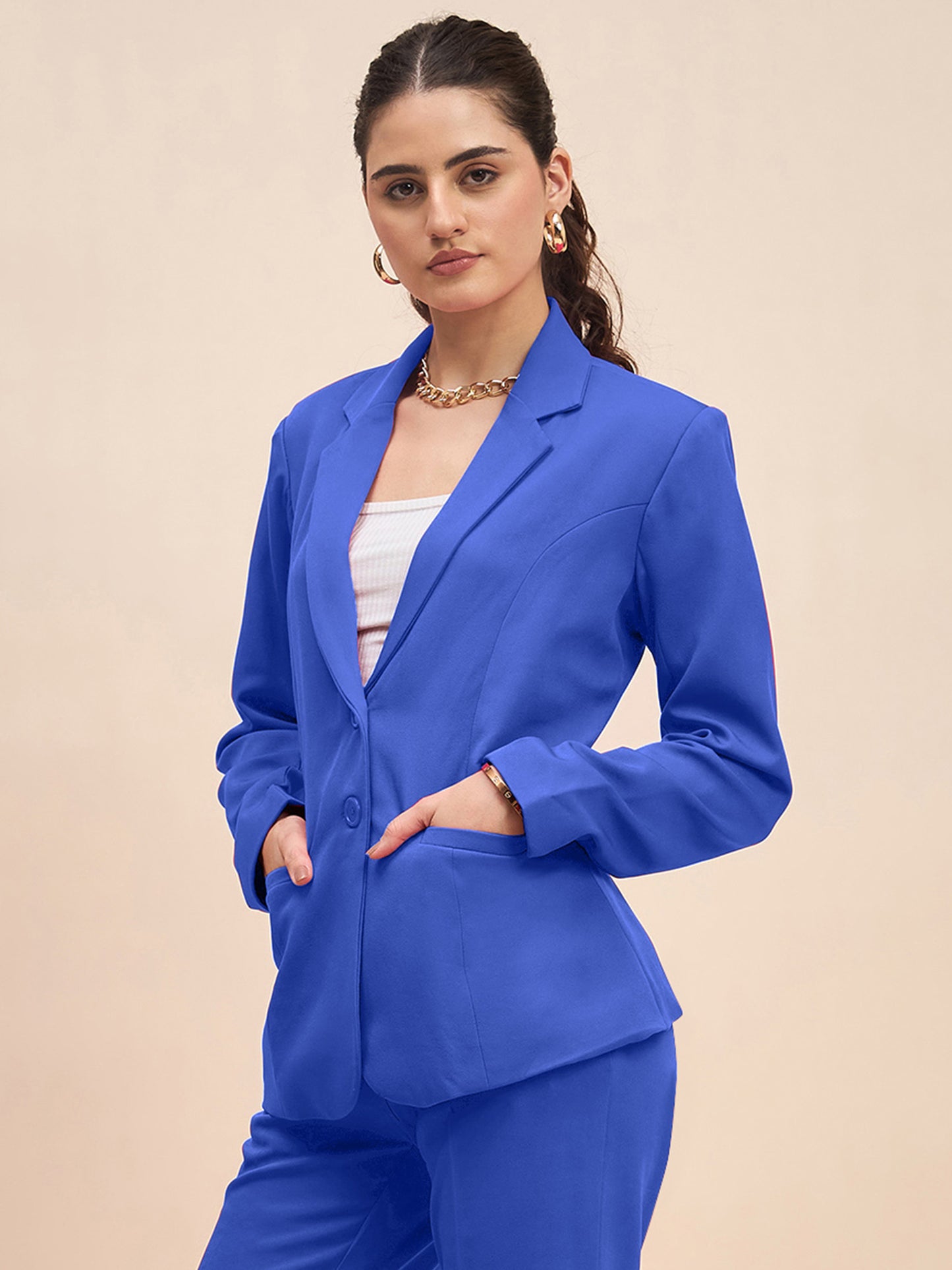 Notched Lapel Single-Breasted Blazer