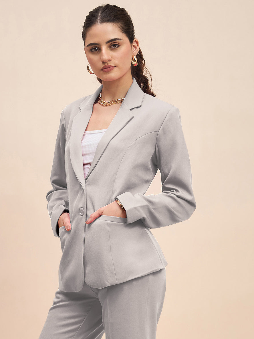 Notched Lapel Single-Breasted Blazer