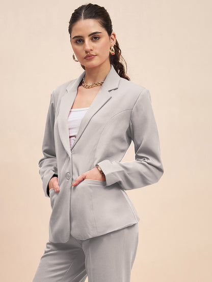 Notched Lapel Single-Breasted Blazer