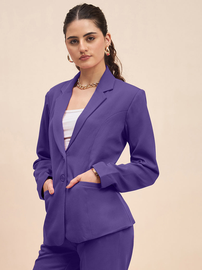 Notched Lapel Single-Breasted Blazer