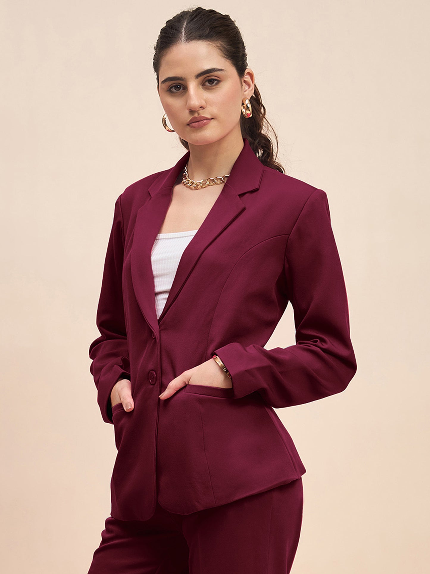 Notched Lapel Single-Breasted Blazer