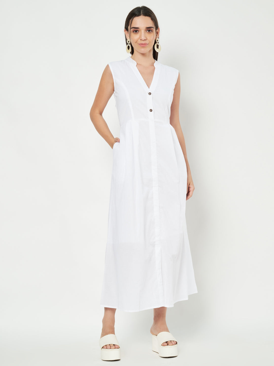 Cotton A-Line Maxi Dress