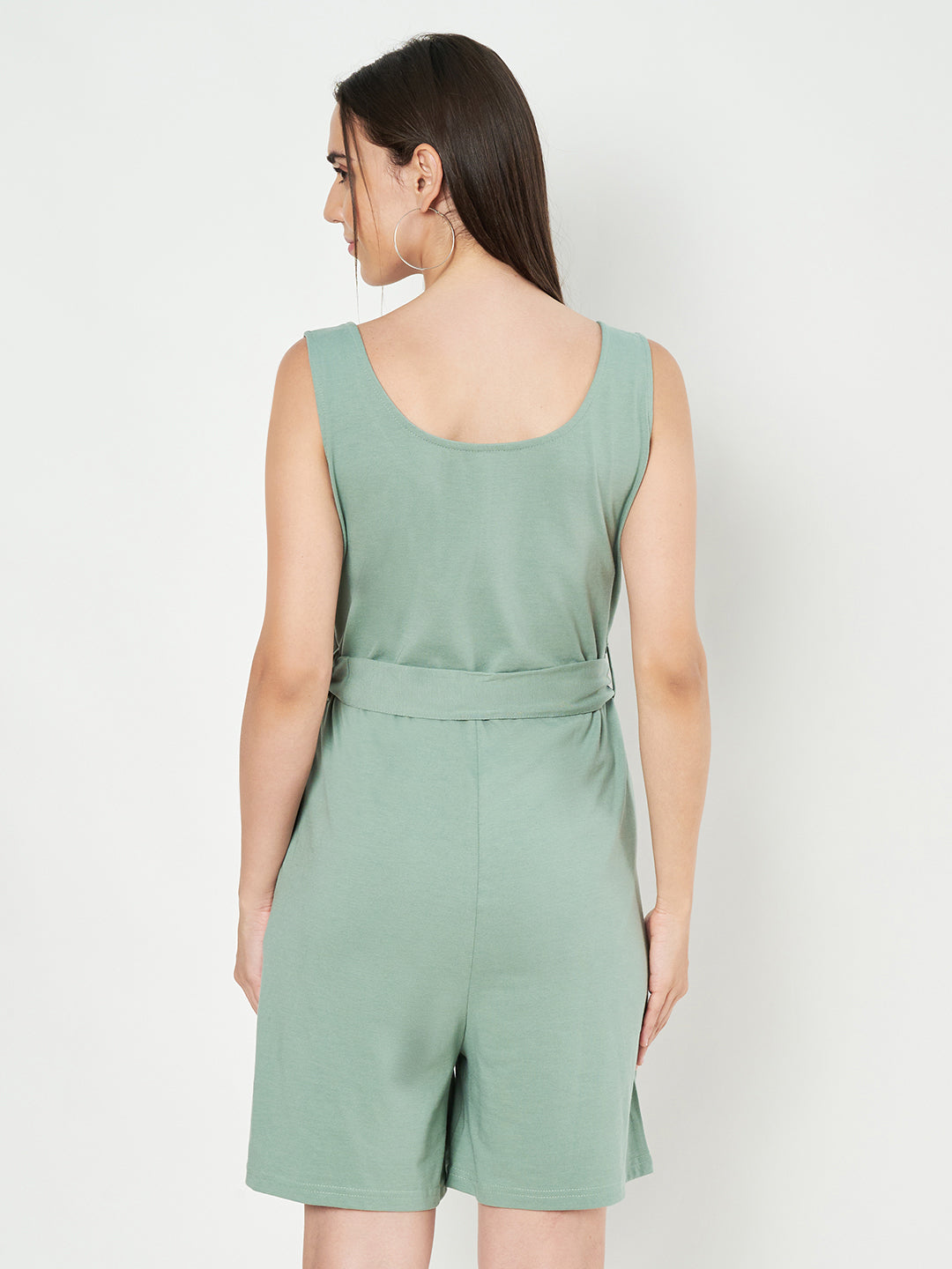 BRINNS Women's Cotton Sleeveless Belted Playsuit