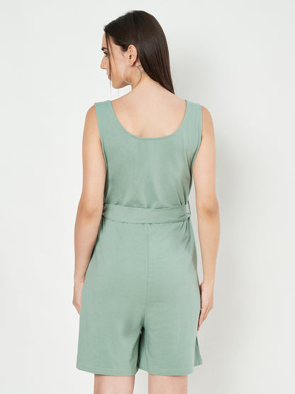 BRINNS Women's Cotton Sleeveless Belted Playsuit