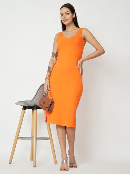 BRINNS Women Solid Sleeveless Sheath Midi Dress