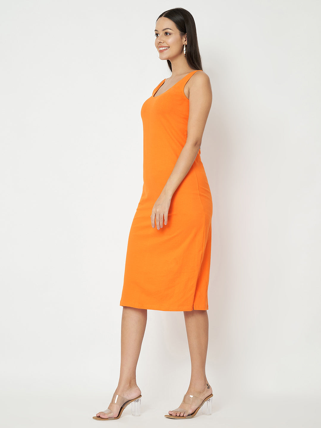 BRINNS Women Solid Sleeveless Sheath Midi Dress