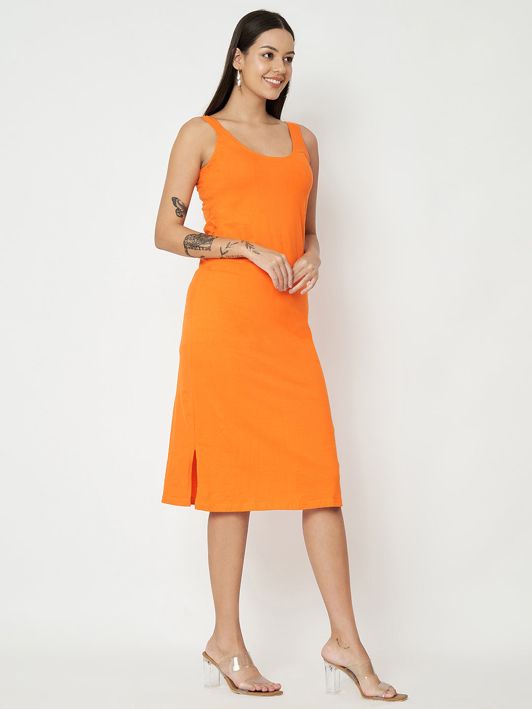 BRINNS Women Solid Sleeveless Sheath Midi Dress