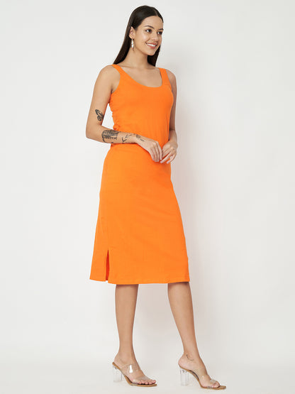 BRINNS Women Solid Sleeveless Sheath Midi Dress