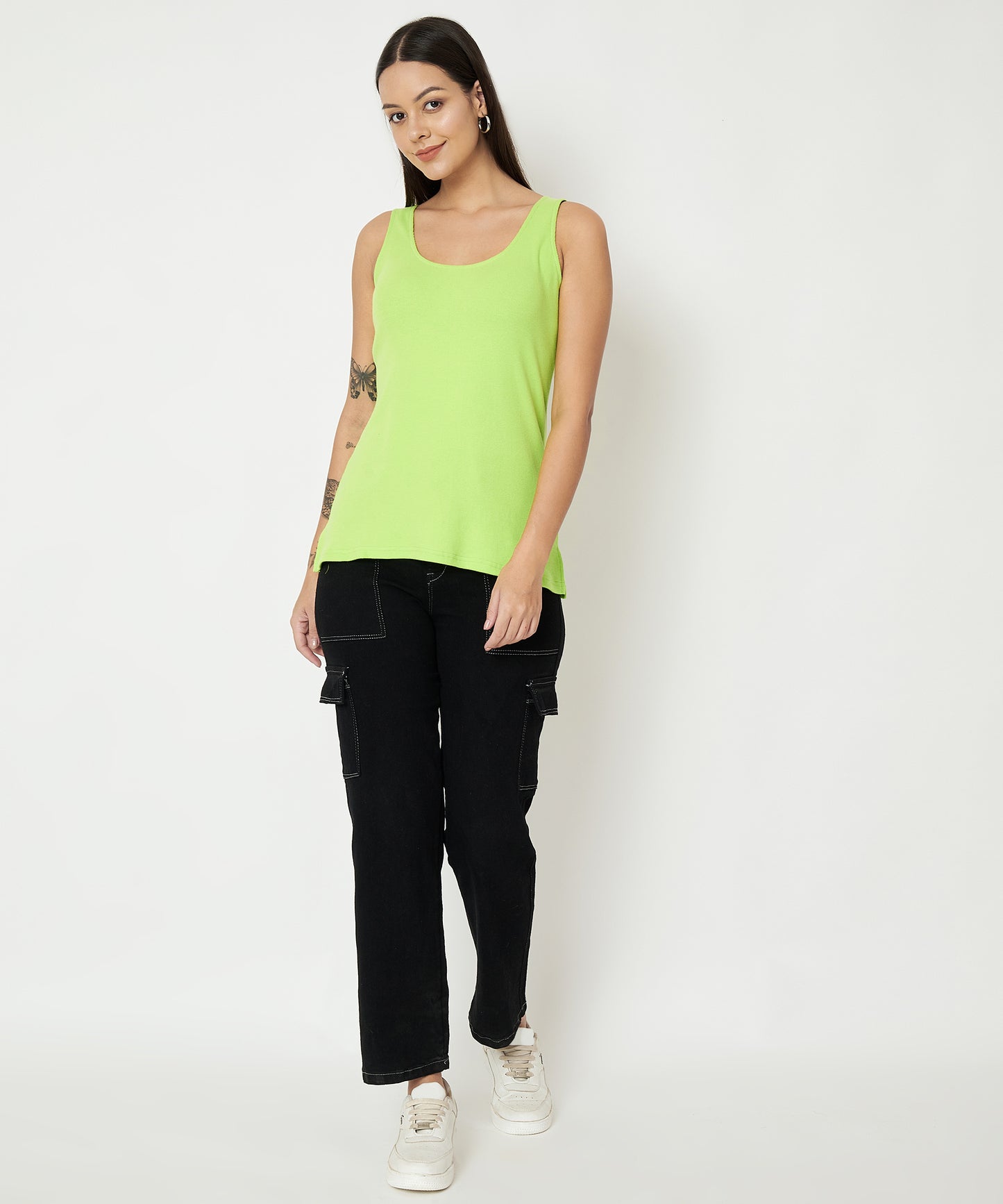 BRINNS Women's Cotton Solid Non-Padded Round Neck Camisole