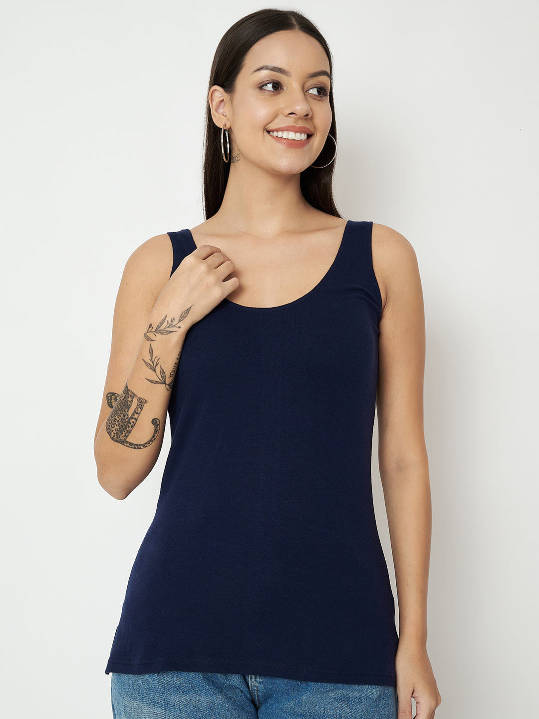 BRINNS Women's Cotton Solid Non-Padded Round Neck Camisole