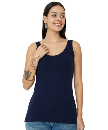 BRINNS Women's Cotton Solid Non-Padded Round Neck Camisole