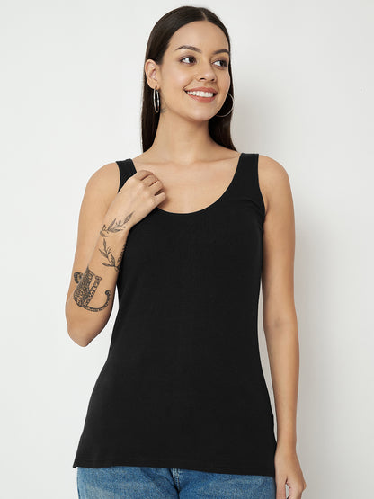 BRINNS Women's Cotton Solid Non-Padded Round Neck Camisole
