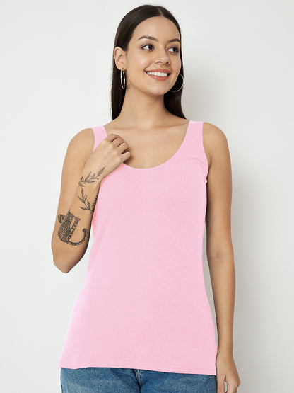 BRINNS Women's Cotton Solid Non-Padded Round Neck Camisole