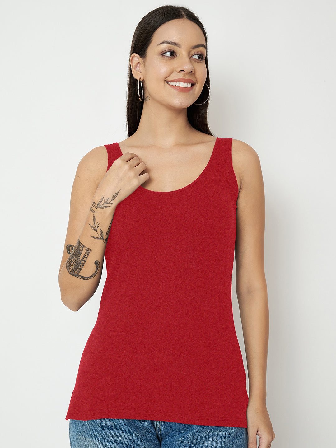 BRINNS Women's Cotton Solid Non-Padded Round Neck Camisole
