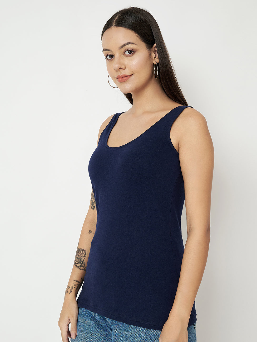 BRINNS Women's Cotton Solid Non-Padded Round Neck Camisole