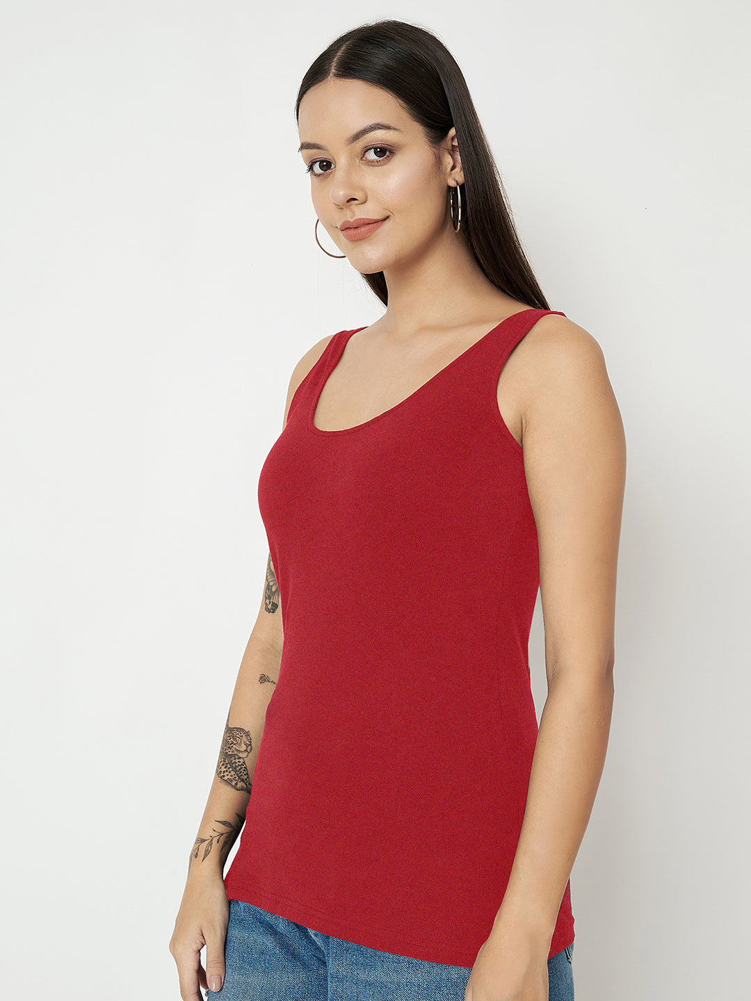 BRINNS Women's Cotton Solid Non-Padded Round Neck Camisole