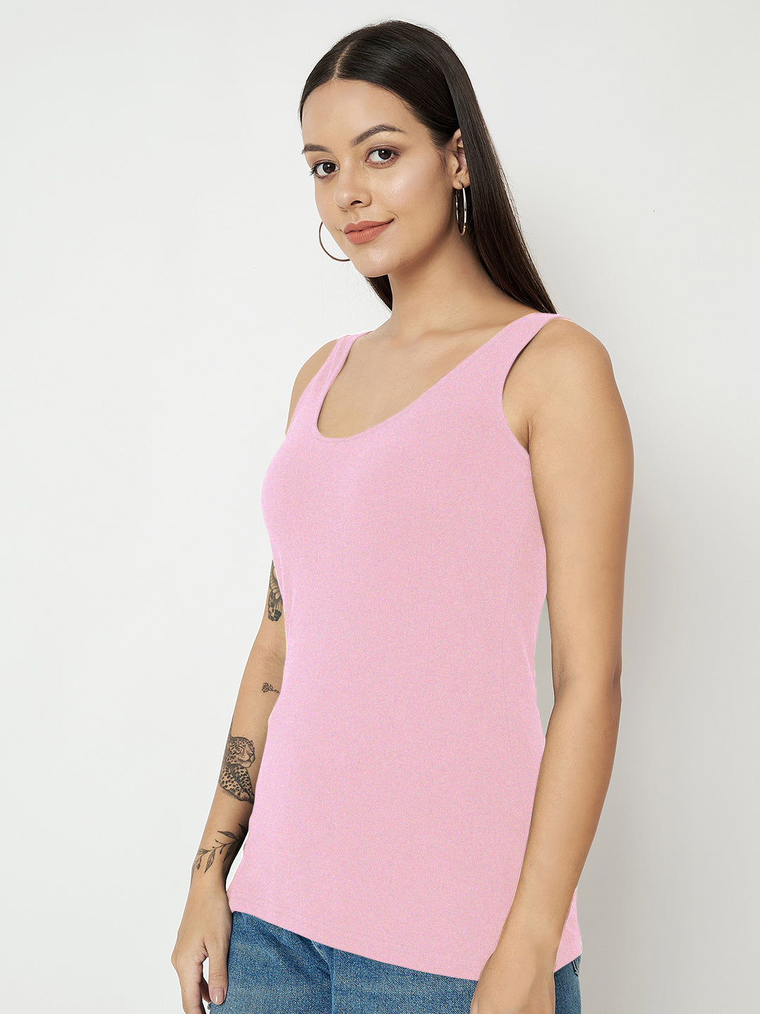 BRINNS Women's Cotton Solid Non-Padded Round Neck Camisole