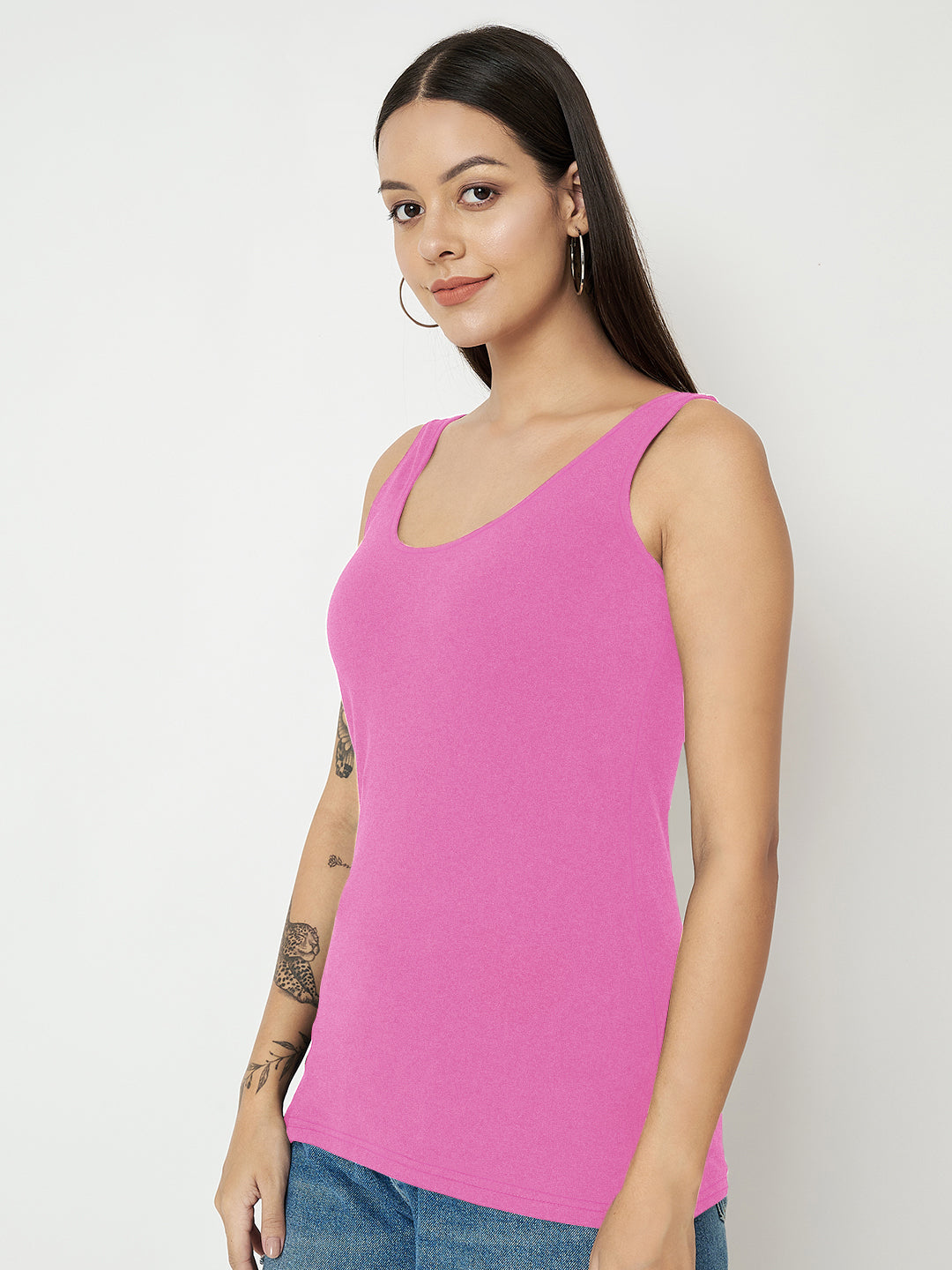 BRINNS Women's Cotton Solid Non-Padded Round Neck Camisole