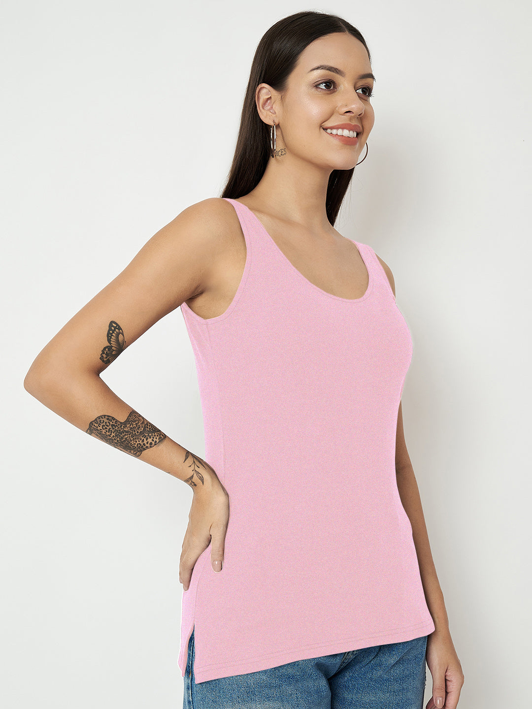 BRINNS Women's Cotton Solid Non-Padded Round Neck Camisole