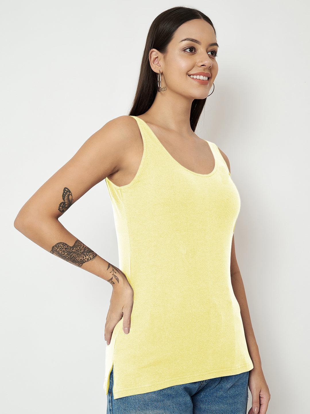 BRINNS Women's Cotton Solid Non-Padded Round Neck Camisole