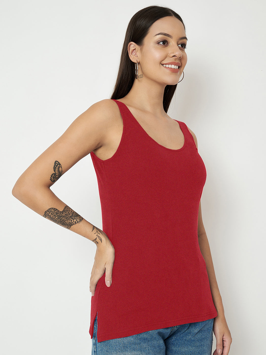 BRINNS Women's Cotton Solid Non-Padded Round Neck Camisole