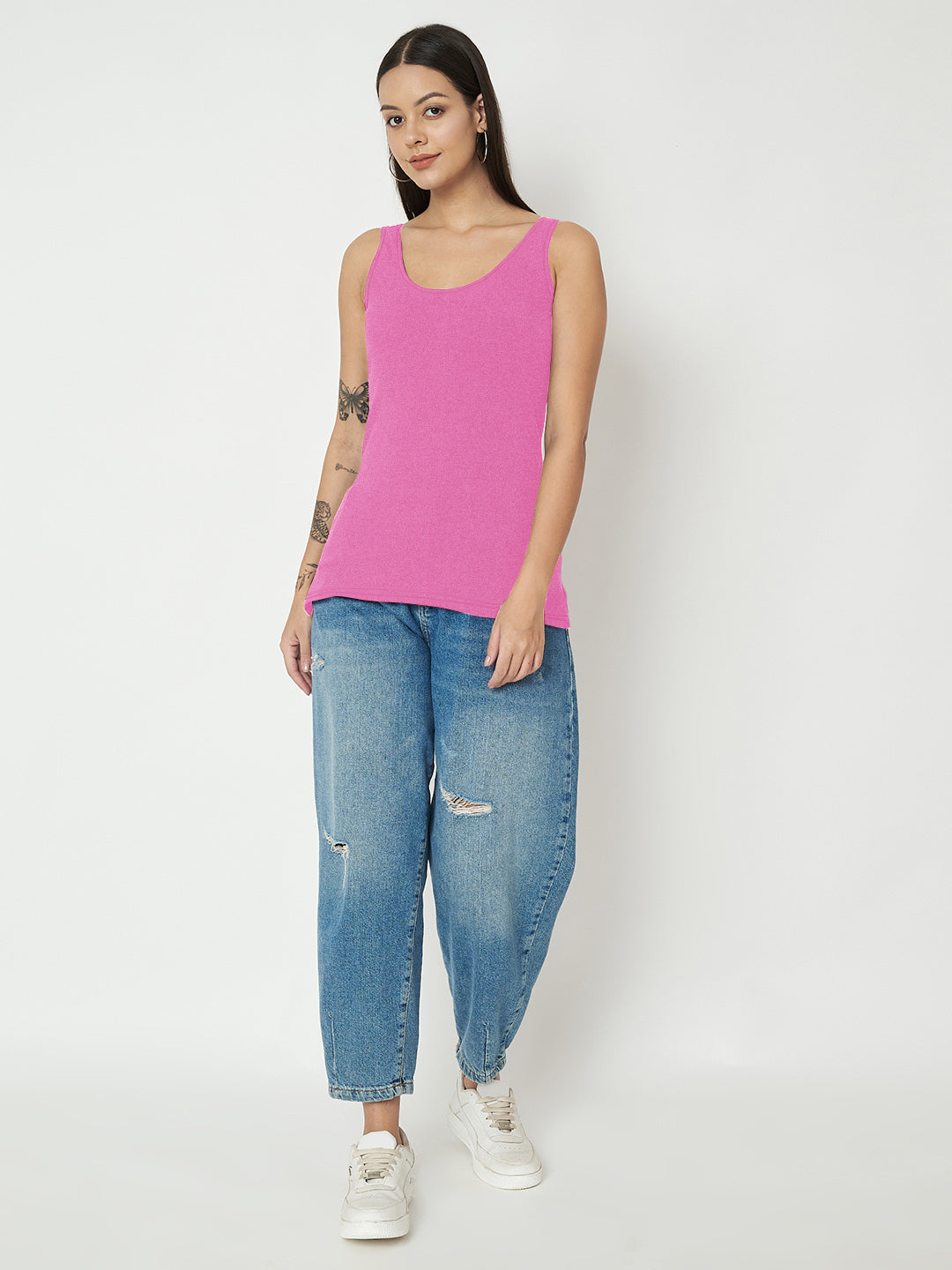BRINNS Women's Cotton Solid Non-Padded Round Neck Camisole