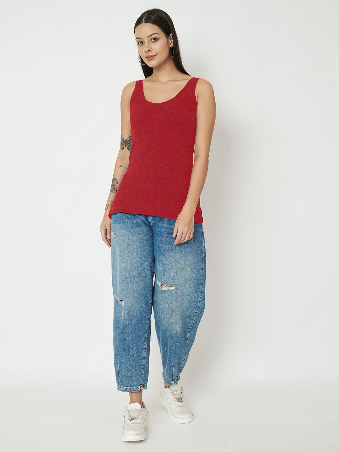 BRINNS Women's Cotton Solid Non-Padded Round Neck Camisole
