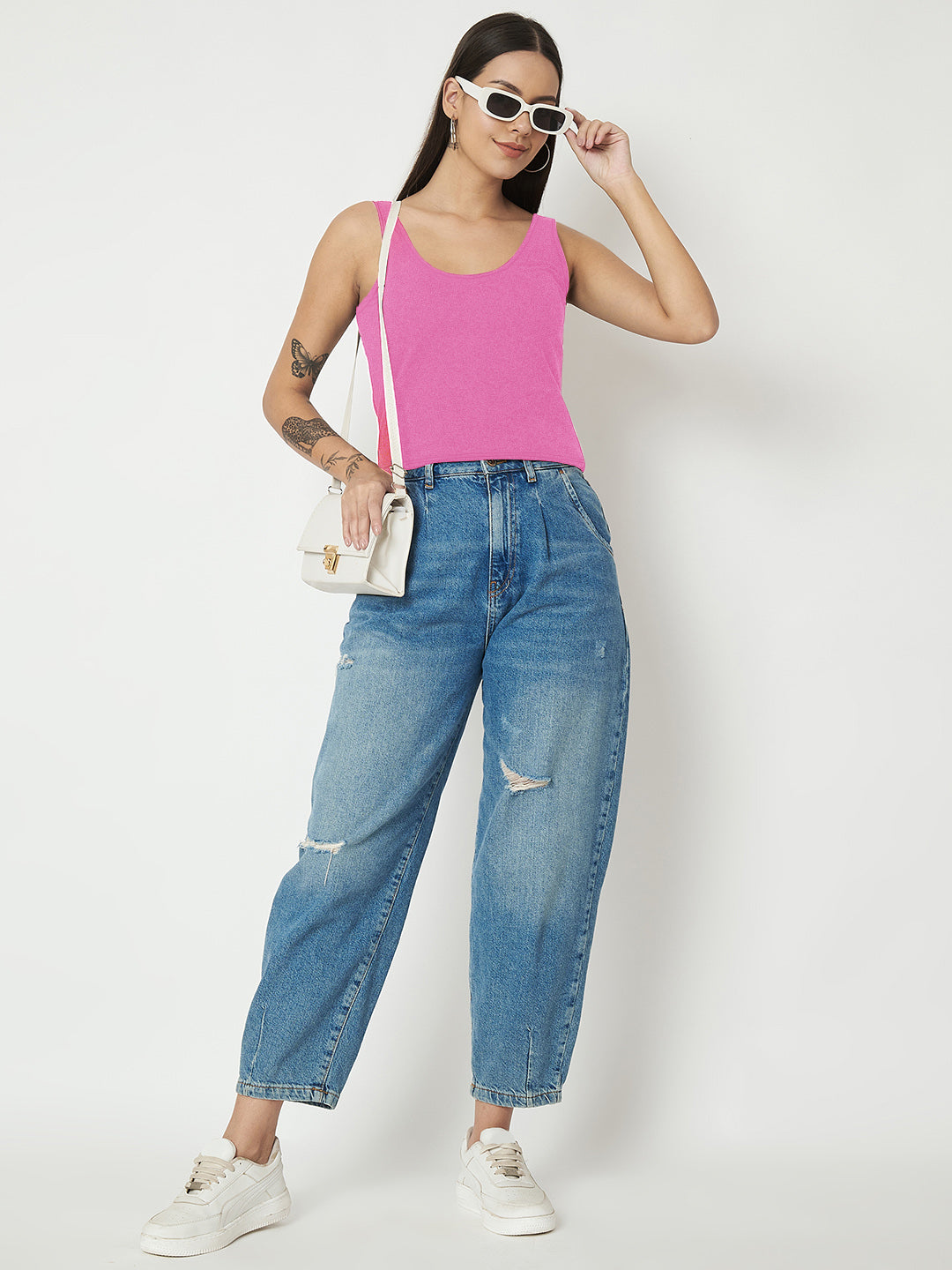 BRINNS Women's Cotton Solid Non-Padded Round Neck Camisole