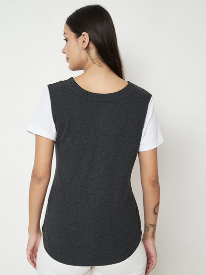 BRINNS Women Solid V-Neck Pure Cotton T-shirt