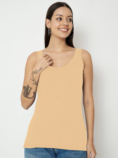 BRINNS Women's Cotton Solid Non-Padded Round Neck Camisole
