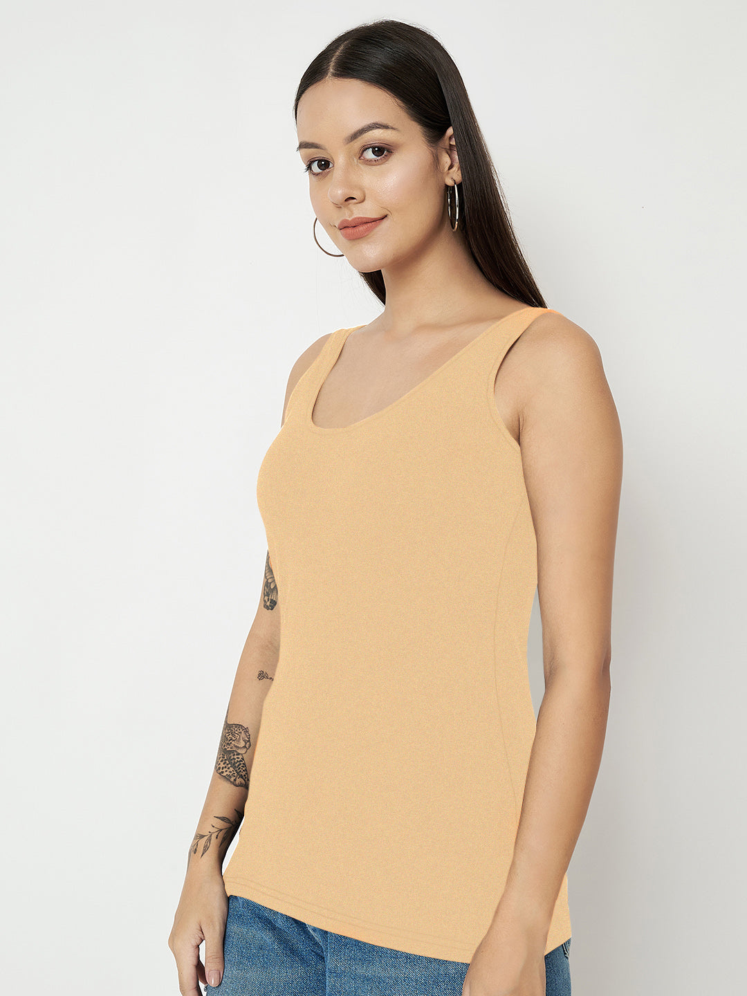 BRINNS Women's Cotton Solid Non-Padded Round Neck Camisole