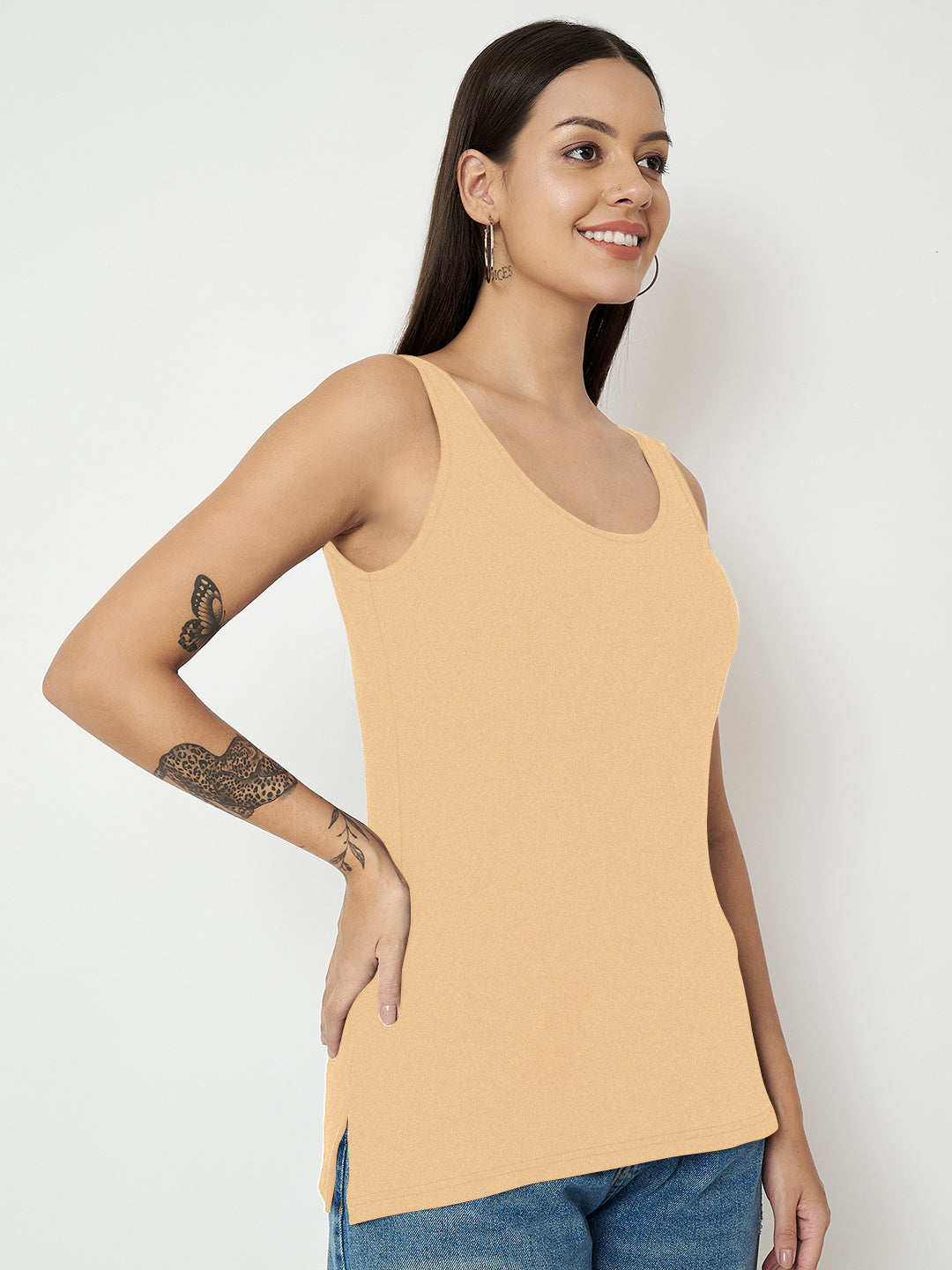 BRINNS Women's Cotton Solid Non-Padded Round Neck Camisole