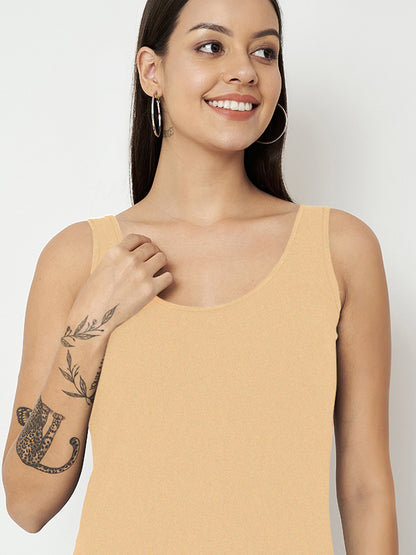 BRINNS Women's Cotton Solid Non-Padded Round Neck Camisole