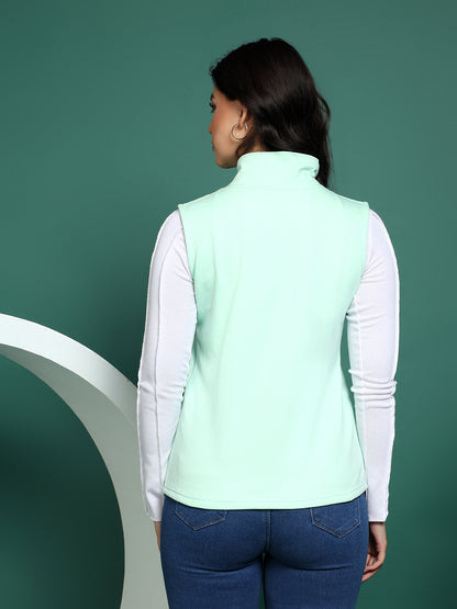 Solid Tailored Sleeveless Fleece Jacket
