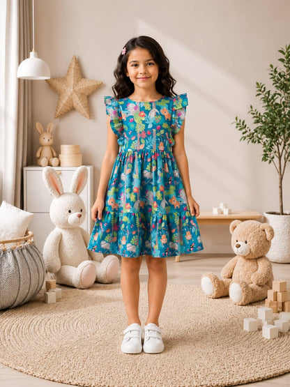 Poppylane Tiered Dress with Frill/Flutter Sleeves