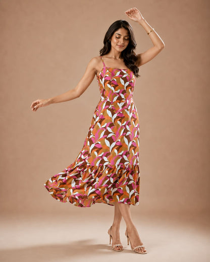 Printed Sleeveless Midi Dress