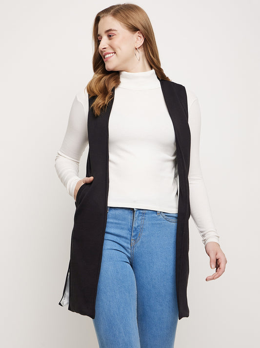 Sleeveless Longline Open Front Shrug