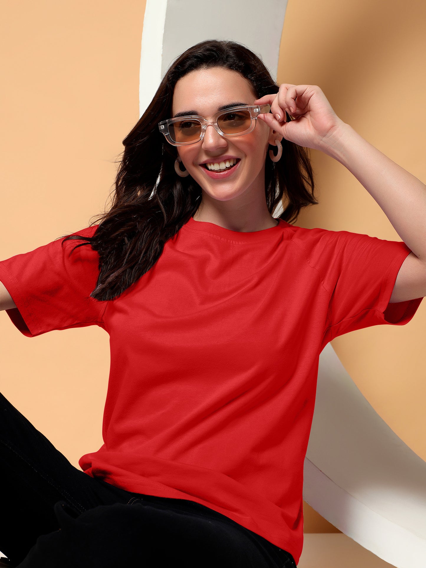 BRINNS Women Solid Raglan Sleeves Round Neck Cotton T-shirt