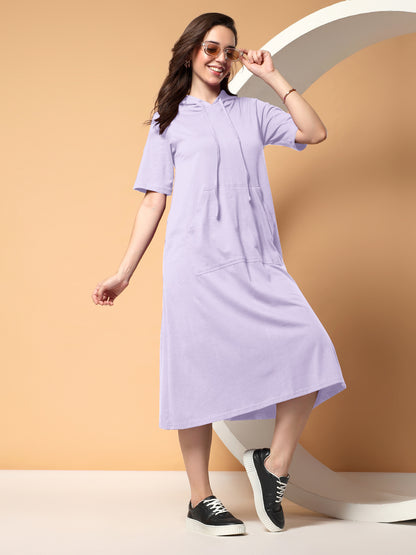 BRINNS Women Hooded Pure Cotton T-shirt Midi Dress