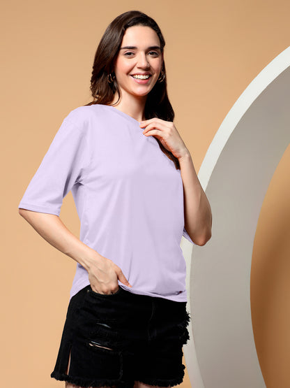 BRINNS Women Solid Round Neck Cotton T-shirt