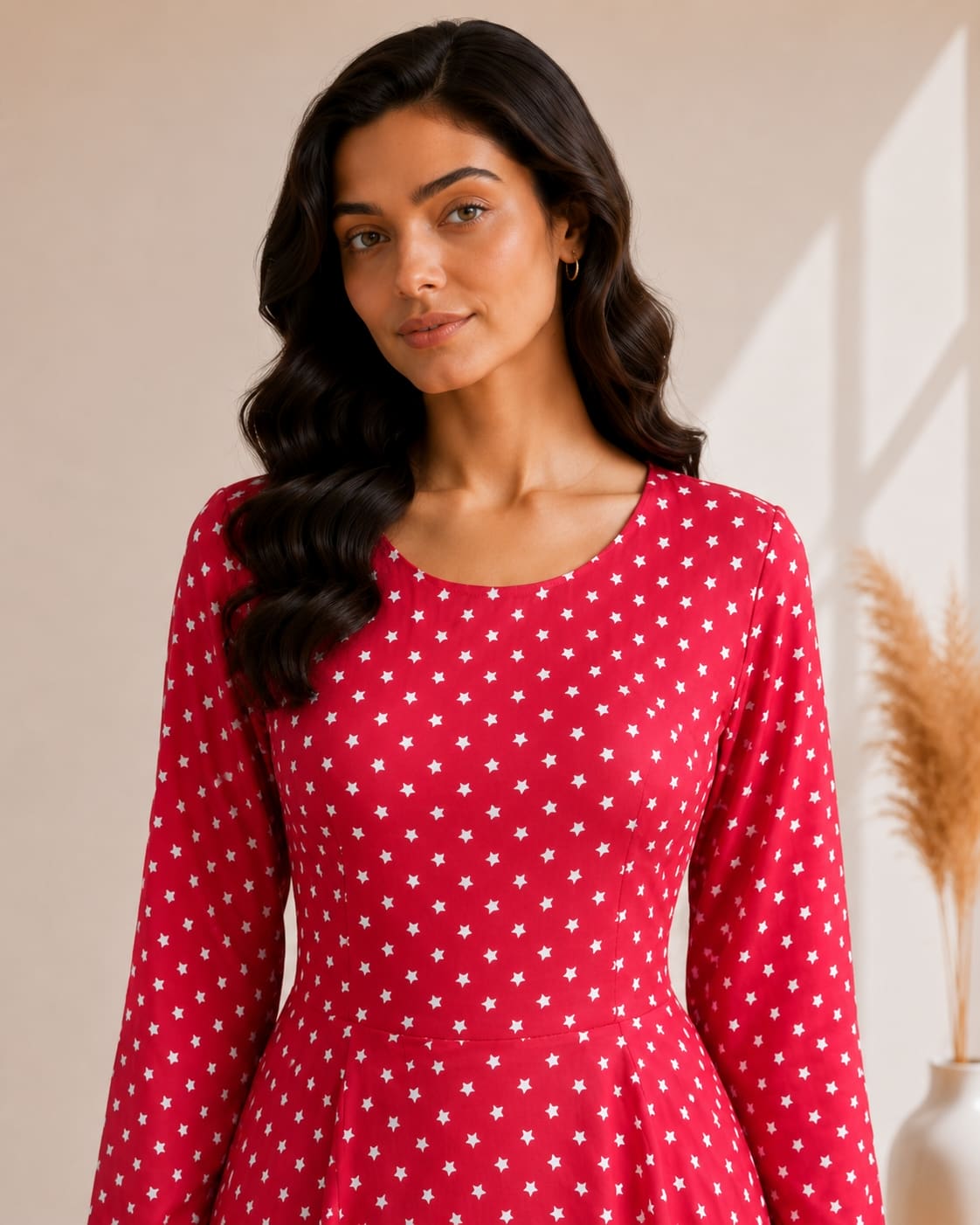 Printed Flared Western Dress.