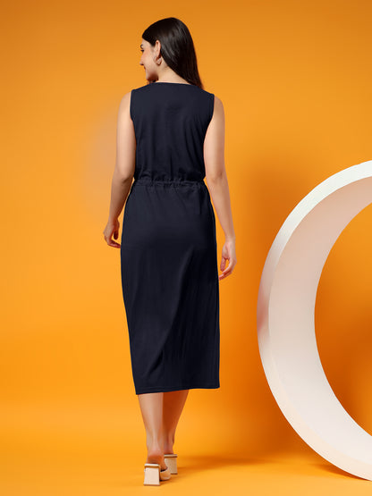 Belted Cotton Fit & Flare Midi Dress